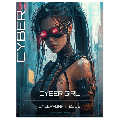 ☣️ Série limitée Art Cyberpunk - Poster Cybergirl Red Vision - Aura Studio Déco