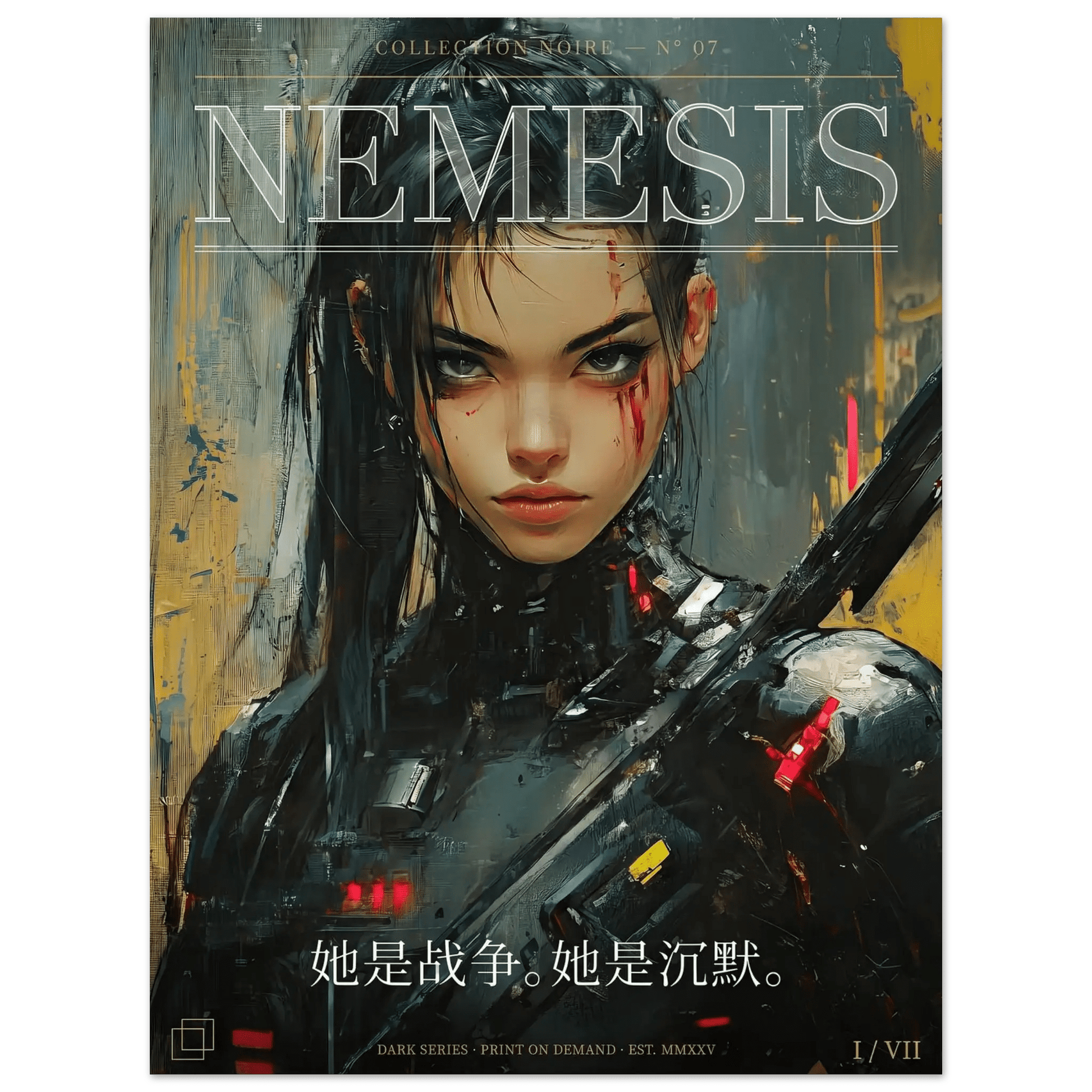 ☣️🧬 Série limitée Art Cyberpunk - Poster Cybergirl Nemesis - Aura Studio Déco