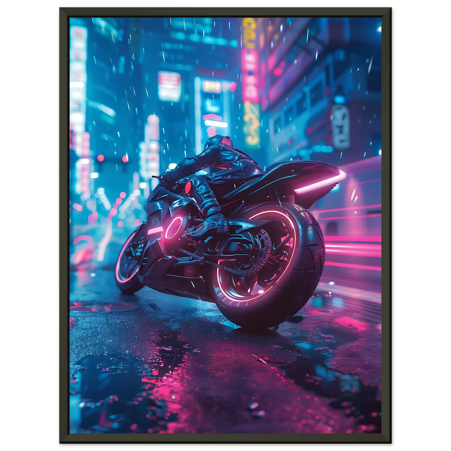 🏍️🏁🔧 Moto Cyberpunk Série futuriste #️⃣3  - (Affiche encadrée métal) - Aura Studio Déco
