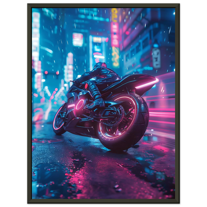 🏍️🏁🔧 Moto Cyberpunk Série futuriste #️⃣3  - (Affiche encadrée métal) - Aura Studio Déco