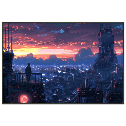 🐉🇯🇵✨ Affiche encadrée métal CLI-FI Anime Concept – Cyber Street - Aura Studio Déco