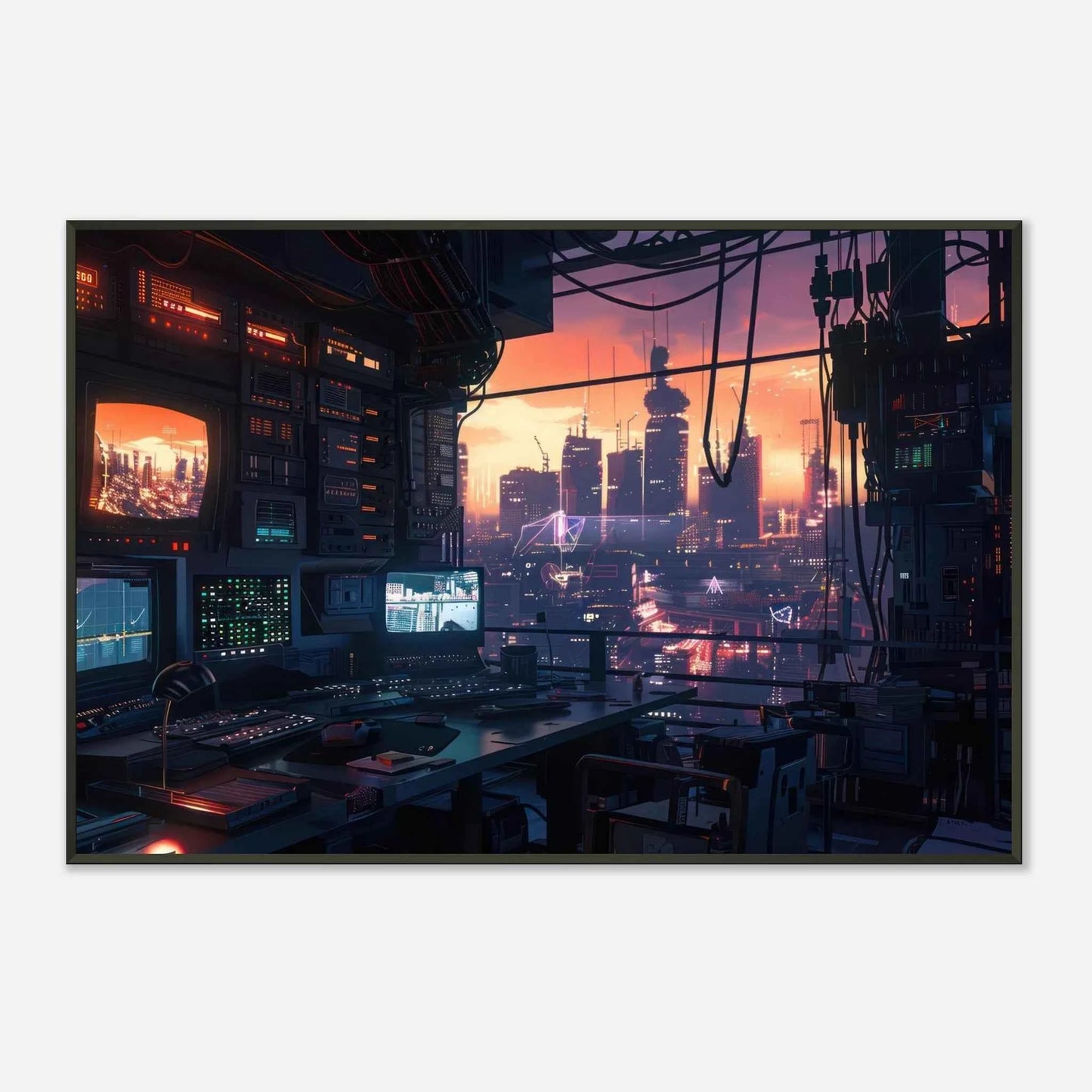 🐉🇯🇵✨ Affiche encadrée métal CLI-FI Anime Concept – Digital Dreams - Aura Studio Déco