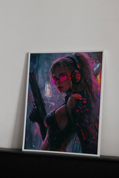 🧬Estampe d 'Art Affiche Cyber Girl Hors-série #4 – Art Mural Cyberpunk - Aura Studio Déco
