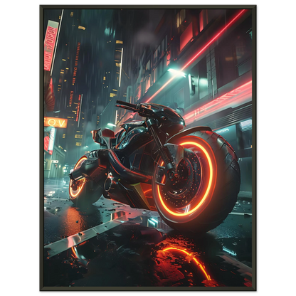 🏍️🏁🔧 Moto Cyberpunk Série futuriste #️⃣15  - (Affiche encadrée métal) - Aura Studio Déco