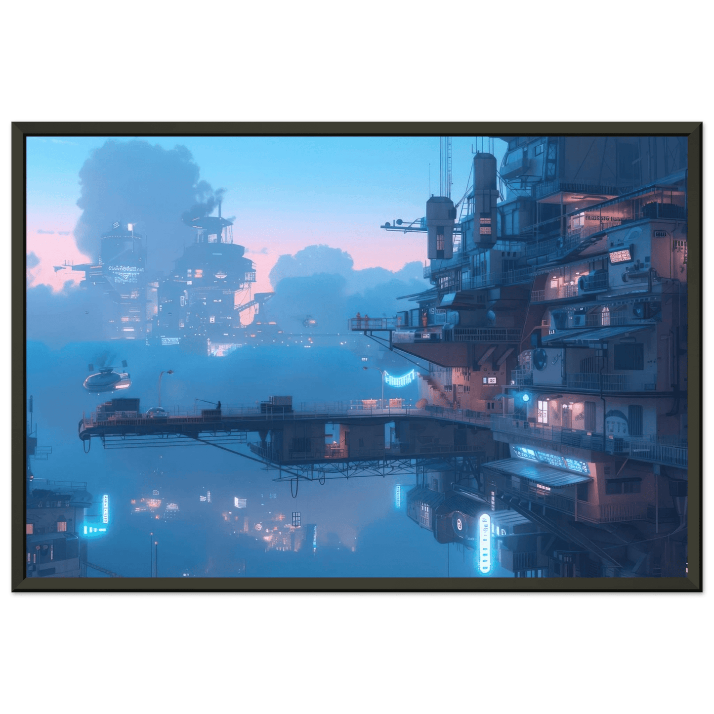 🐉🇯🇵✨ Affiche encadrée métal CLI-FI Anime Concept – Urban World - Aura Studio Déco