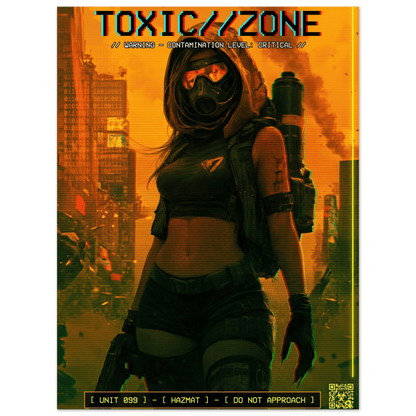 ☣️🧬 Série limitée Art Cyberpunk - Poster Cybergirl Toxic Zone - Aura Studio Déco