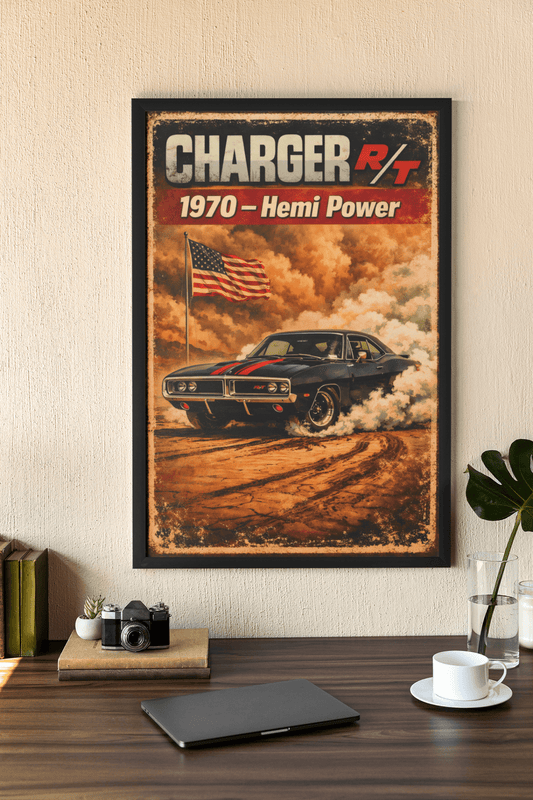 🏎️🏁Affiche Automobile Art' 70's Encadrée - Aura Studio Déco