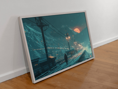 🐉🇯🇵✨ Affiche encadrée métal CLI-FI Anime Concept – Neon Samurai - Aura Studio Déco