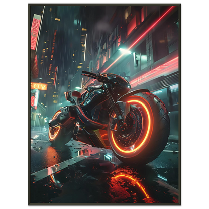 🏍️🏁🔧 Moto Cyberpunk Série futuriste #️⃣15  - (Affiche encadrée métal) - Aura Studio Déco