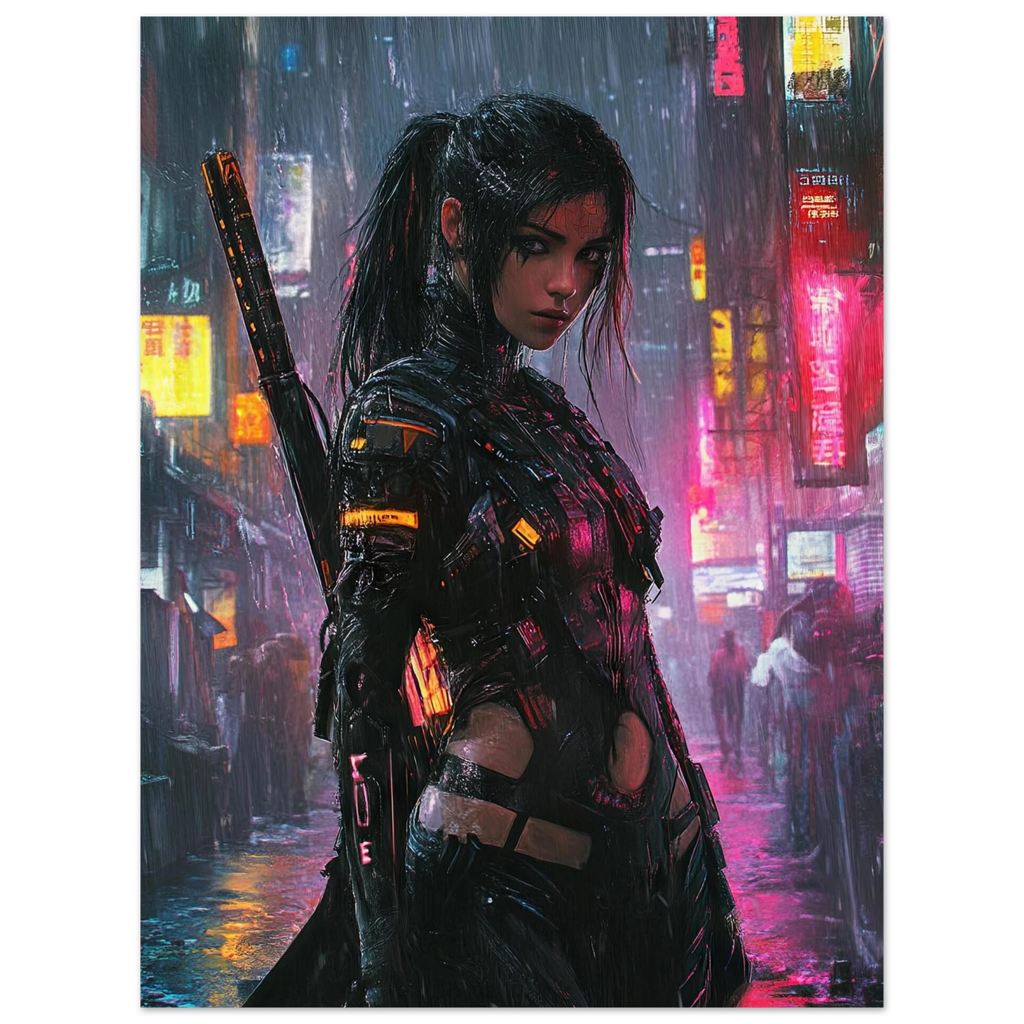 🧬Affiche Cyber Girl #38 – Art Mural Cyberpunk Futuriste - Aura Studio Déco