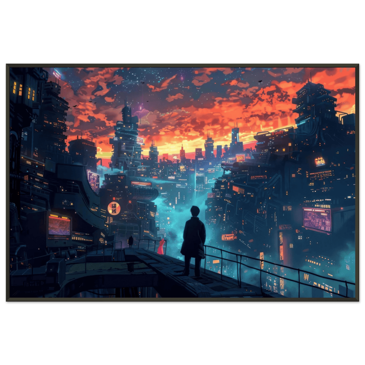 🐉🇯🇵✨ Affiche encadrée métal CLI-FI Anime Concept – Future City - Aura Studio Déco