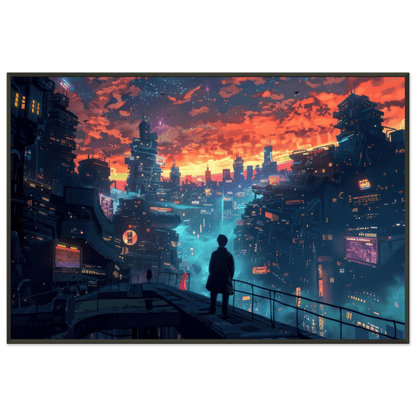 🐉🇯🇵✨ Affiche encadrée métal CLI-FI Anime Concept – Future City - Aura Studio Déco