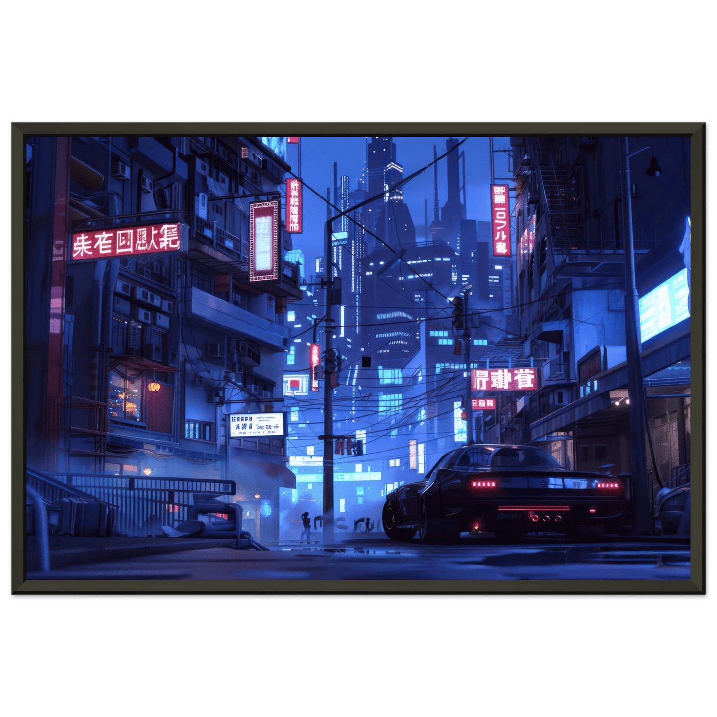 🐉🇯🇵✨ Affiche encadrée métal CLI-FI Anime Concept – Cyber Alley - Aura Studio Déco