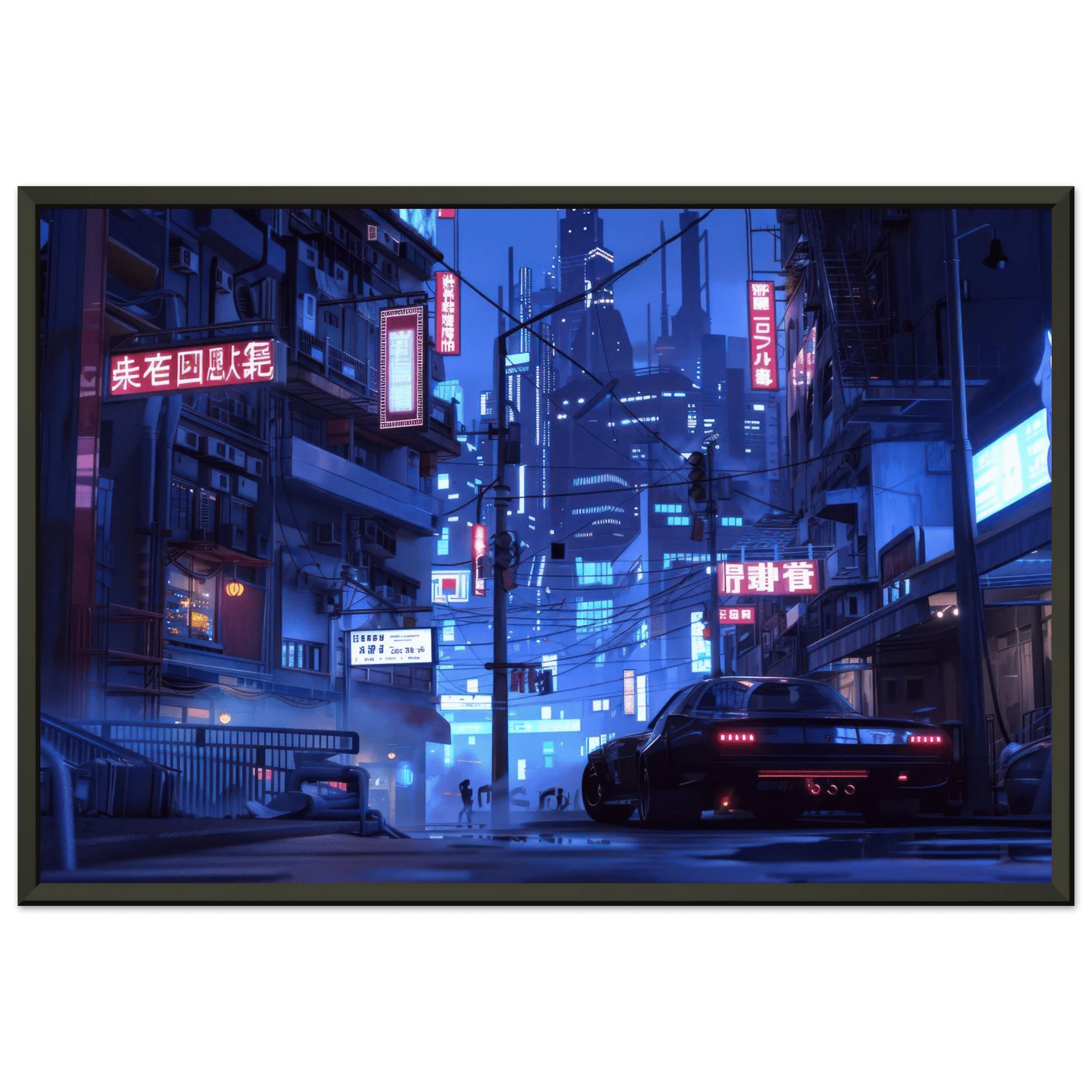 🐉🇯🇵✨ Affiche encadrée métal CLI-FI Anime Concept – Cyber Alley - Aura Studio Déco