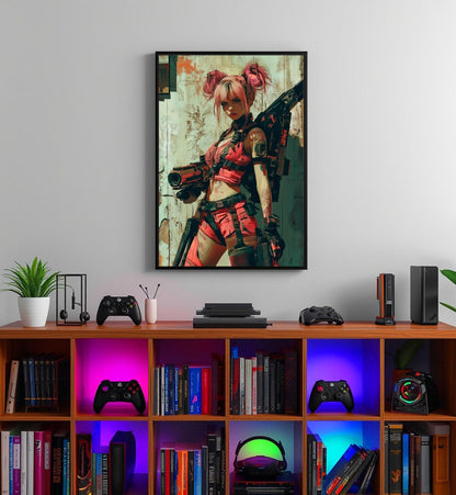 🧬Estampe d 'Art Affiche Cyber Girl Hors-série #2 – Art Mural Cyberpunk - Aura Studio Déco