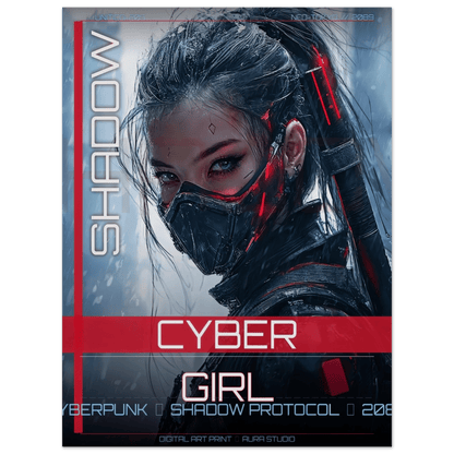 ☣️ Série limitée Art Cyberpunk - Poster Cybergirl Shadow Protocol - Aura Studio Déco