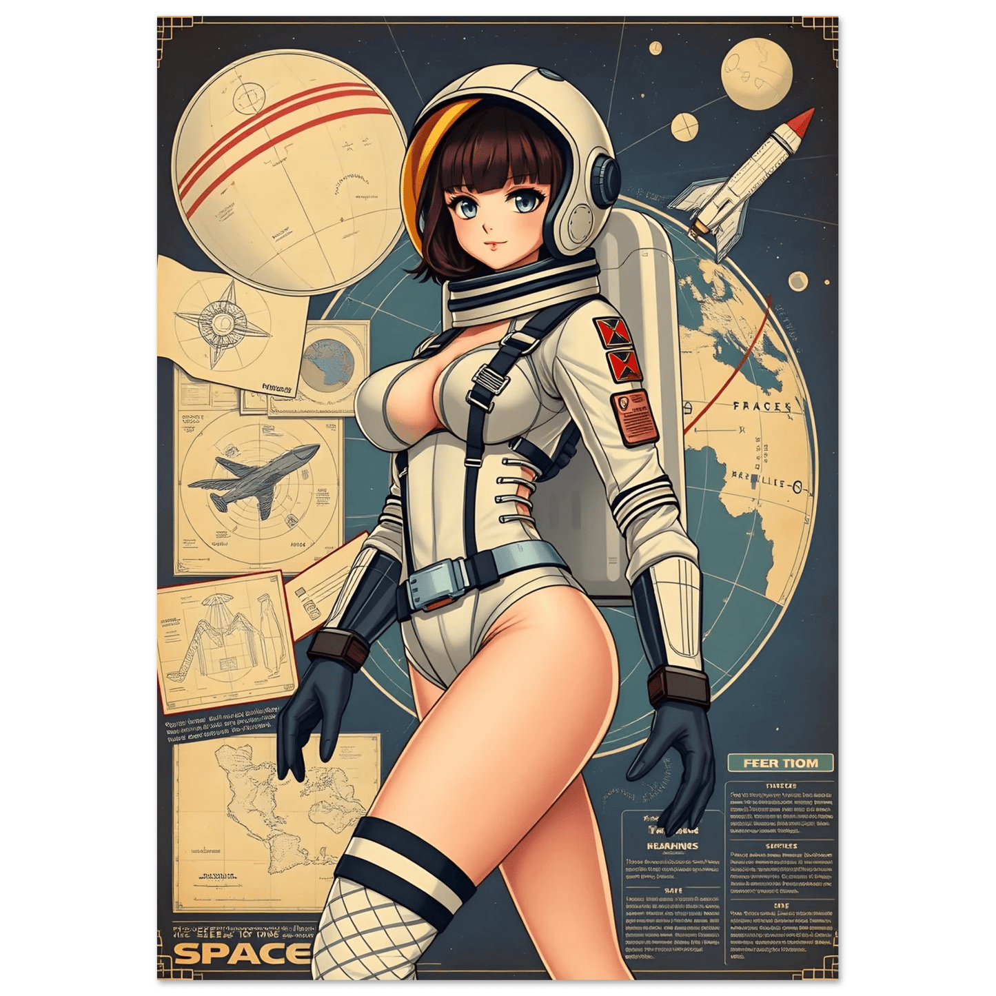 🌸🪐🎀👽Création Anime Rétro Sci-Fi ☄️49 affiche murale - Aura Studio Déco