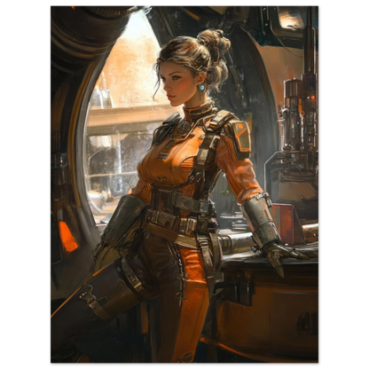 ✨ AFFICHE RETRO FUTUR MECHA WOMENS — Starship Series #98 - Aura Studio Déco