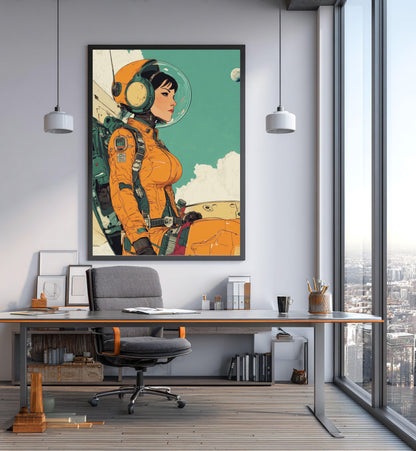 Titre : Mecha Rétro Futur Femmes - Série Starship #13✨ - Aura Studio Déco