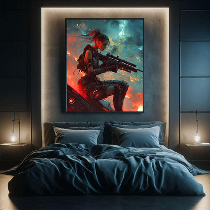🌃🎮Affiche murale CYBERPUNK GIRL ULTIMATE SERIE 17☢️ - Aura Studio Déco