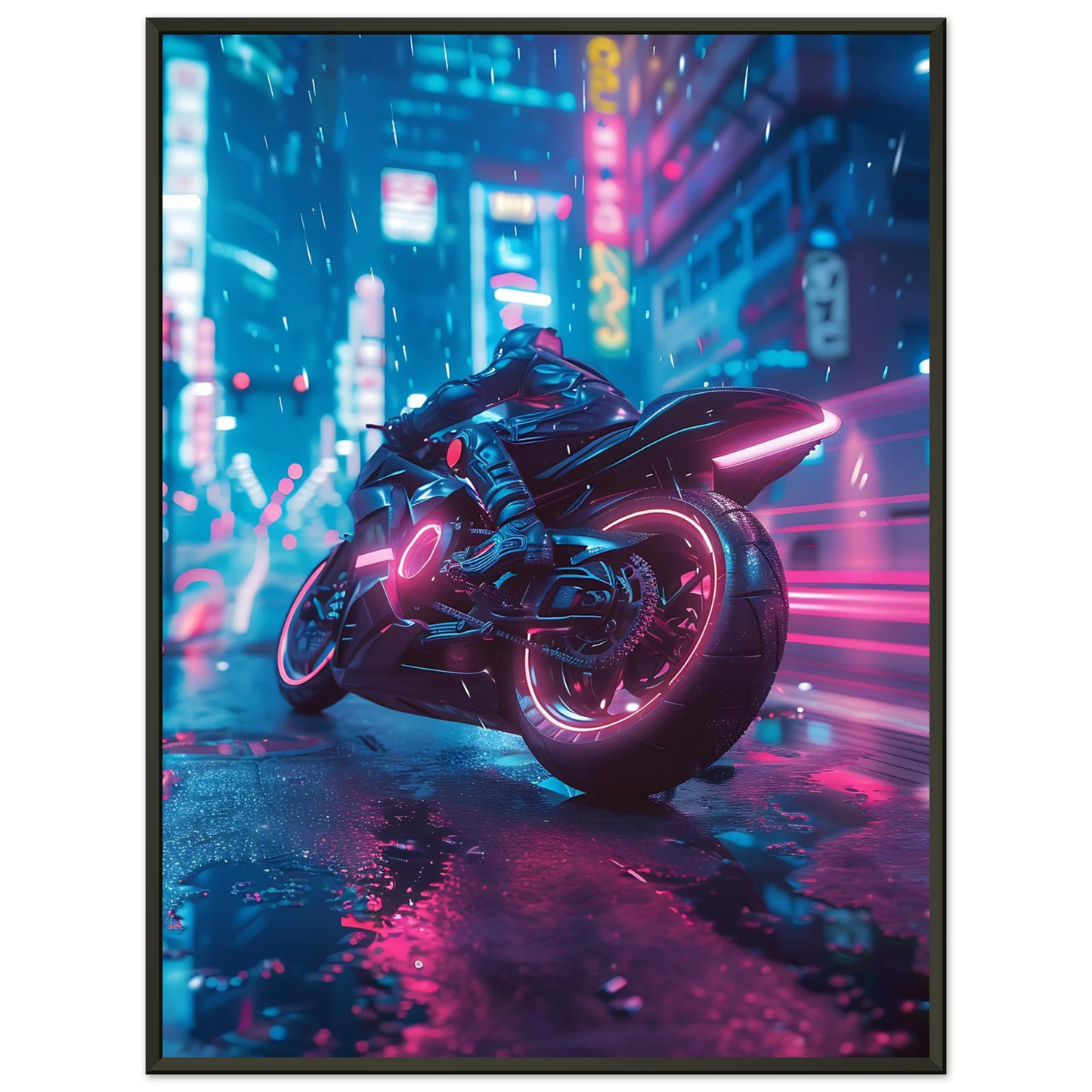 🏍️🏁🔧 Moto Cyberpunk Série futuriste #️⃣3  - (Affiche encadrée métal) - Aura Studio Déco