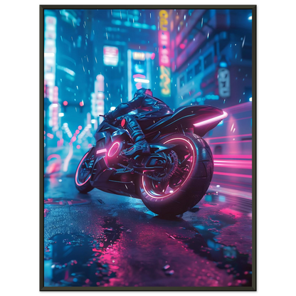 🏍️🏁🔧 Moto Cyberpunk Série futuriste #️⃣3  - (Affiche encadrée métal) - Aura Studio Déco