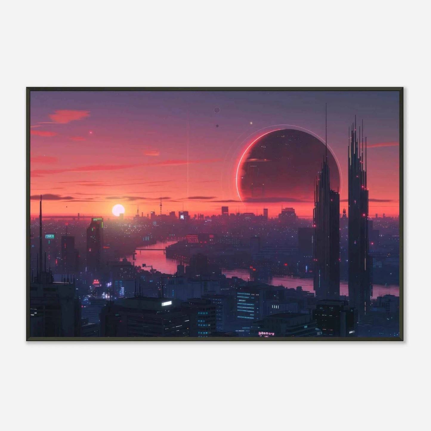 🐉🇯🇵✨ Affiche encadrée métal CLI-FI Anime Concept – Blade City - Aura Studio Déco