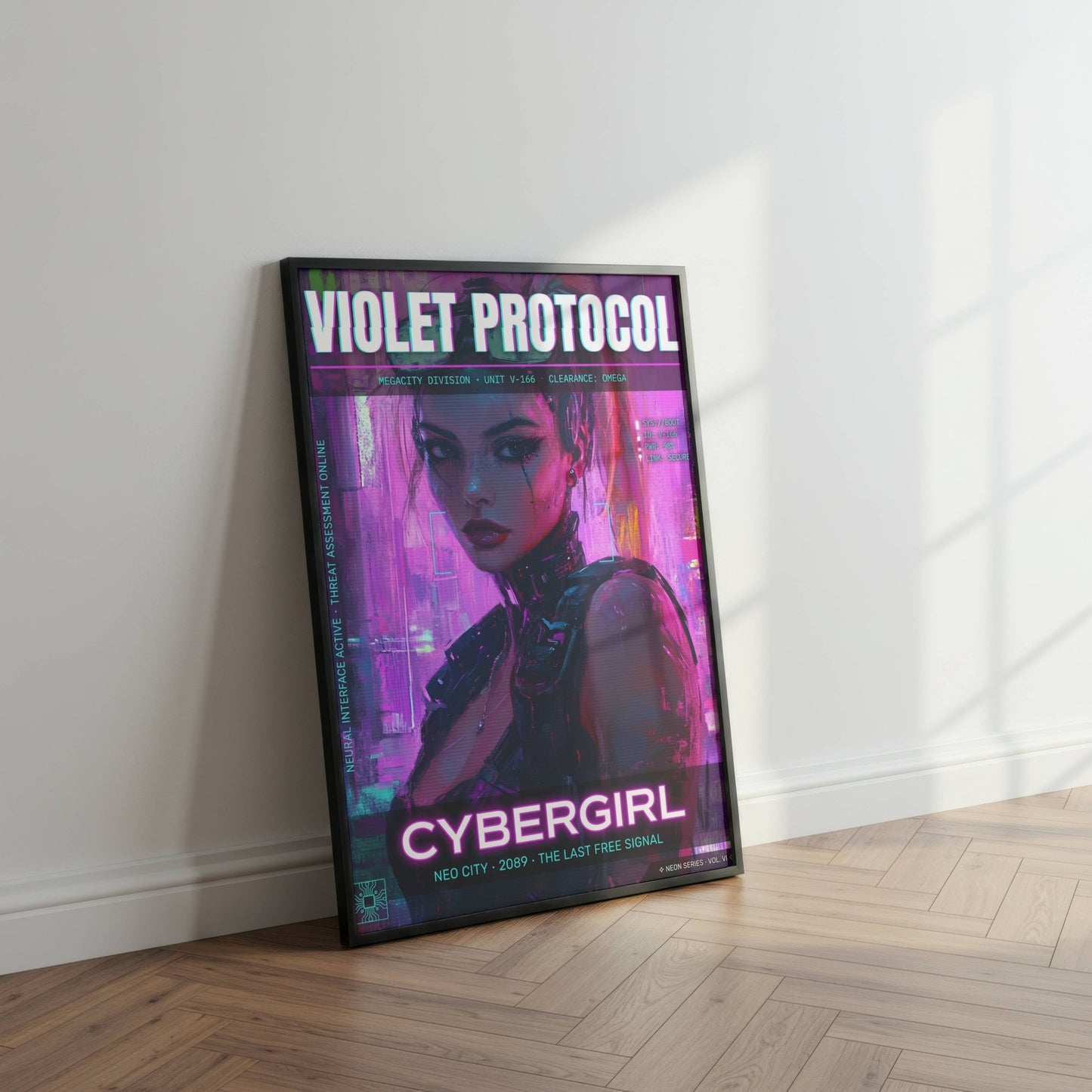 ☣️🧬 Série limitée Art Cyberpunk - Poster Cybergirl v-166 - Aura Studio Déco