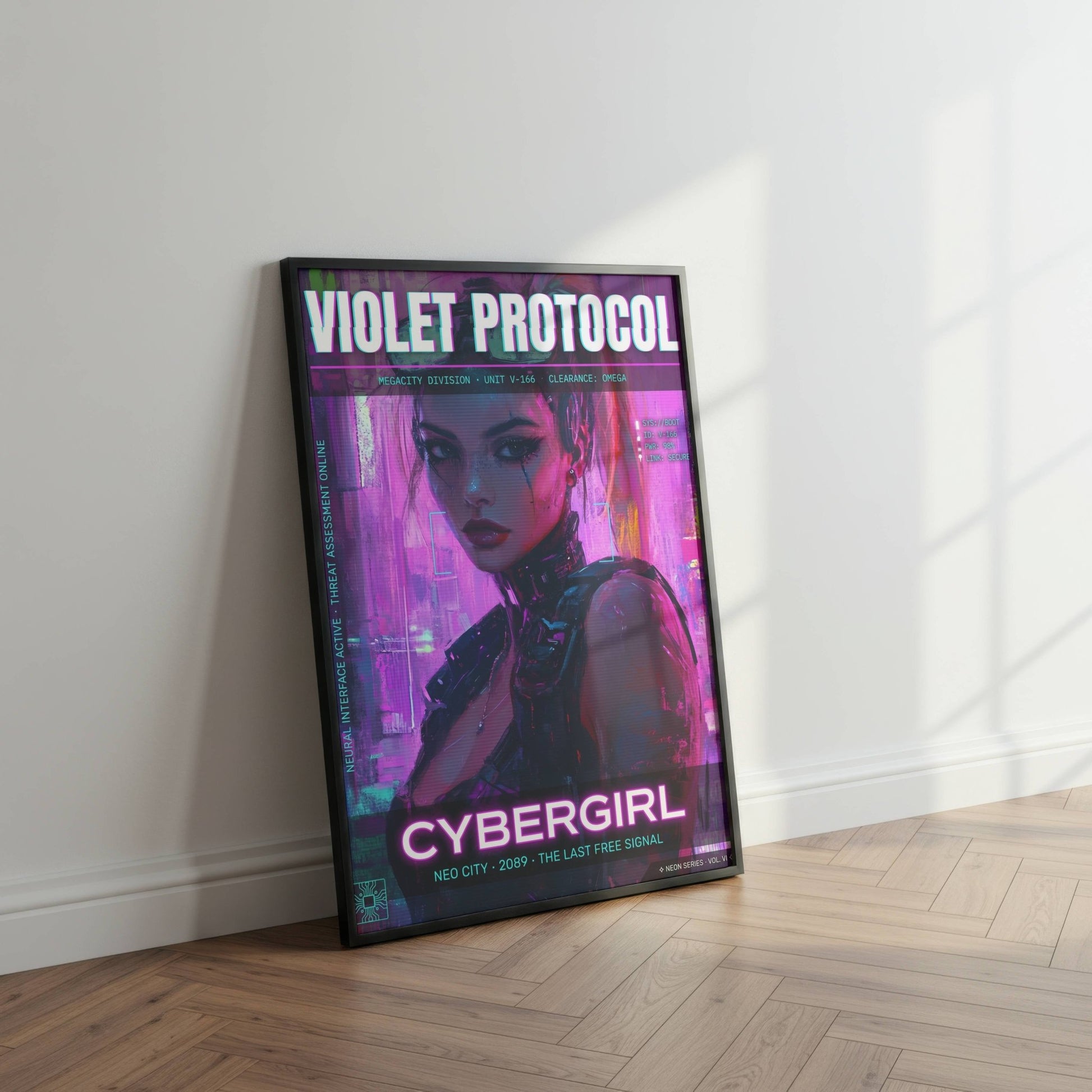 ☣️🧬 Série limitée Art Cyberpunk - Poster Cybergirl v-166 - Aura Studio Déco