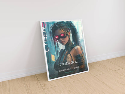 ☣️ Série limitée Art Cyberpunk - Poster Cybergirl Red Vision - Aura Studio Déco