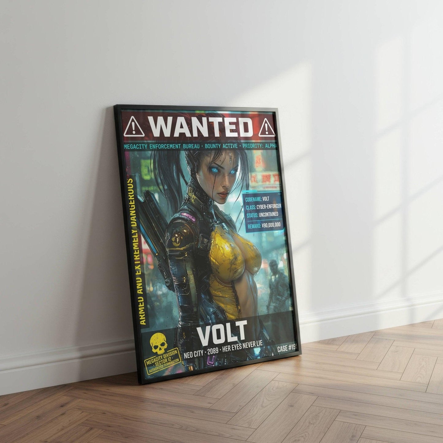 ☣️🧬 Série limitée Art Cyberpunk - Poster Cybergirl Volt - Aura Studio Déco