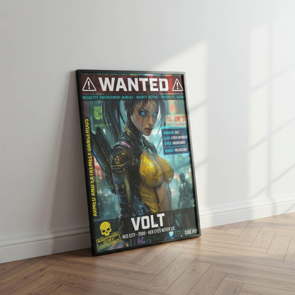 ☣️🧬 Série limitée Art Cyberpunk - Poster Cybergirl Volt - Aura Studio Déco