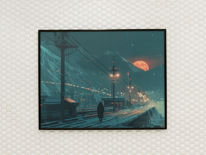 🐉🇯🇵✨ Affiche encadrée métal CLI-FI Anime Concept – Neon Samurai - Aura Studio Déco