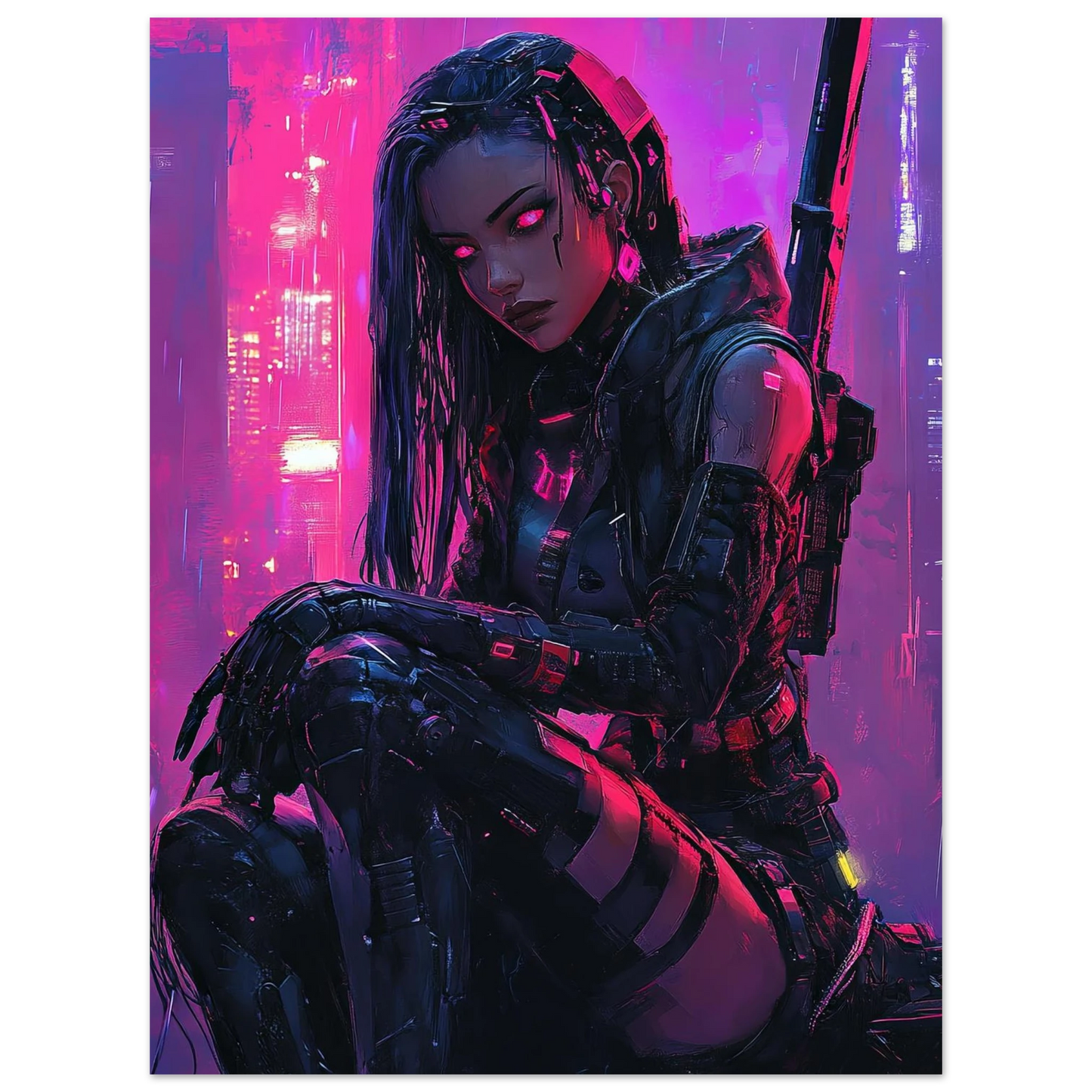 Estampe d'Art Affiche Cyber Girl #8 – Art Mural Cyberpunk - Aura Studio Déco