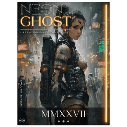 ☣️🧬 Série limitée Art Cyberpunk - Poster Cybergirl Neon Ghost - Aura Studio Déco