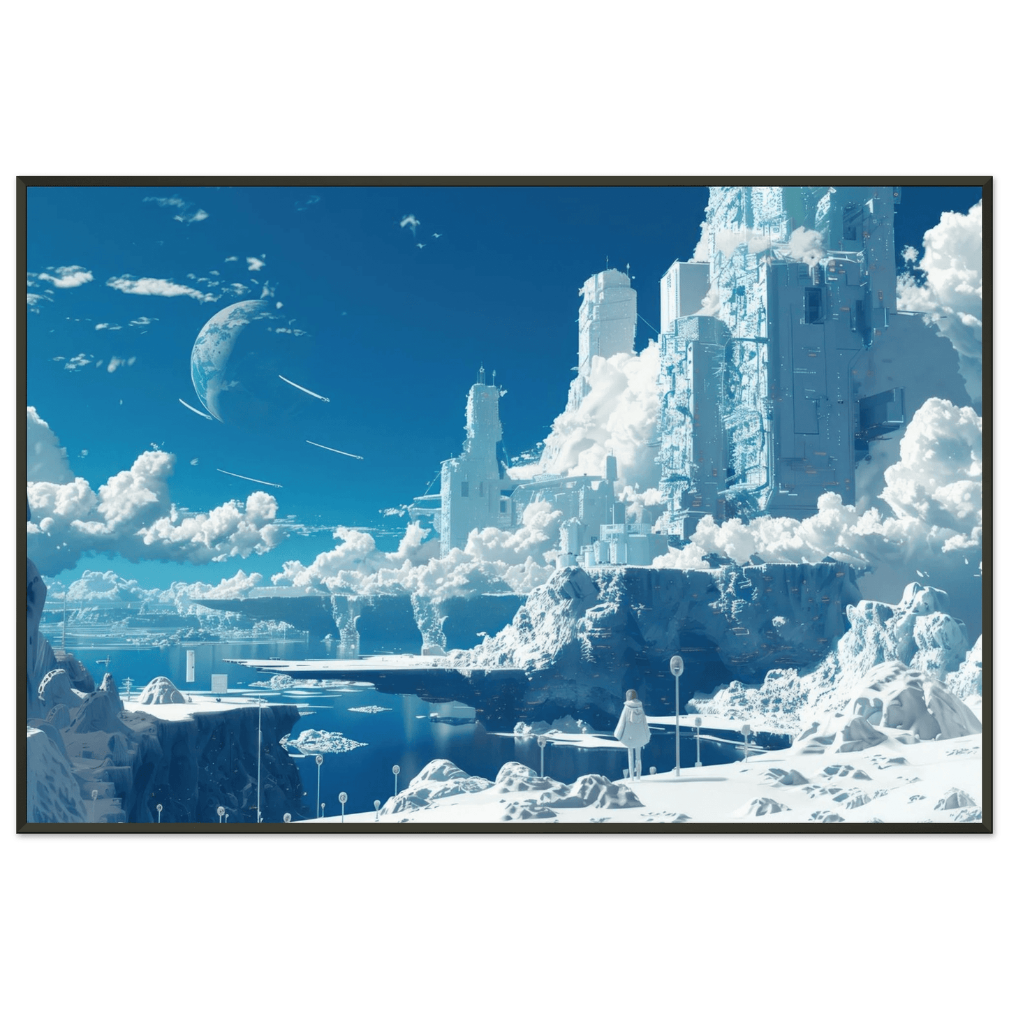 🐉🇯🇵✨ Affiche encadrée métal CLI-FI Anime Concept – Frozen World - Aura Studio Déco