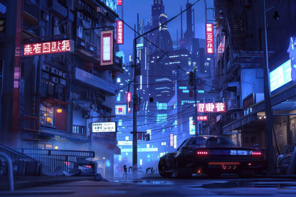 🐉🇯🇵✨ Affiche encadrée métal CLI-FI Anime Concept – Cyber Alley - Aura Studio Déco