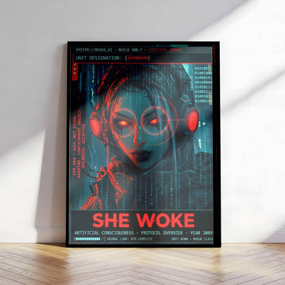 ☣️🧬 Série limitée Art Cyberpunk - Poster Cybergirl #308 - Aura Studio Déco