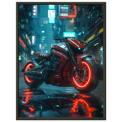 🏍️🏁🔧 Moto Cyberpunk Série futuriste #️⃣19  - (Affiche encadrée métal) - Aura Studio Déco