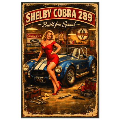🏎️🏁Affiche Automobile Art' Pin-Up Encadrée - Aura Studio Déco