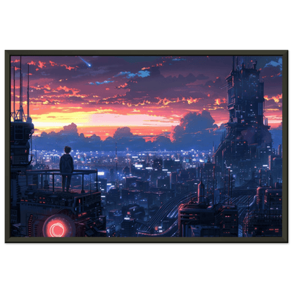 🐉🇯🇵✨ Affiche encadrée métal CLI-FI Anime Concept – Cyber Street - Aura Studio Déco