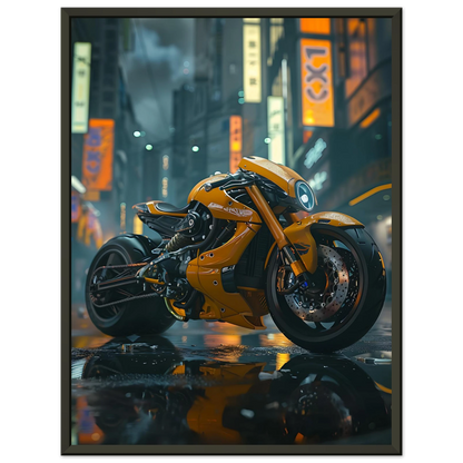 🏍️🏁🔧 Moto Cyberpunk Série futuriste #️⃣1  - (Affiche encadrée métal) - Aura Studio Déco