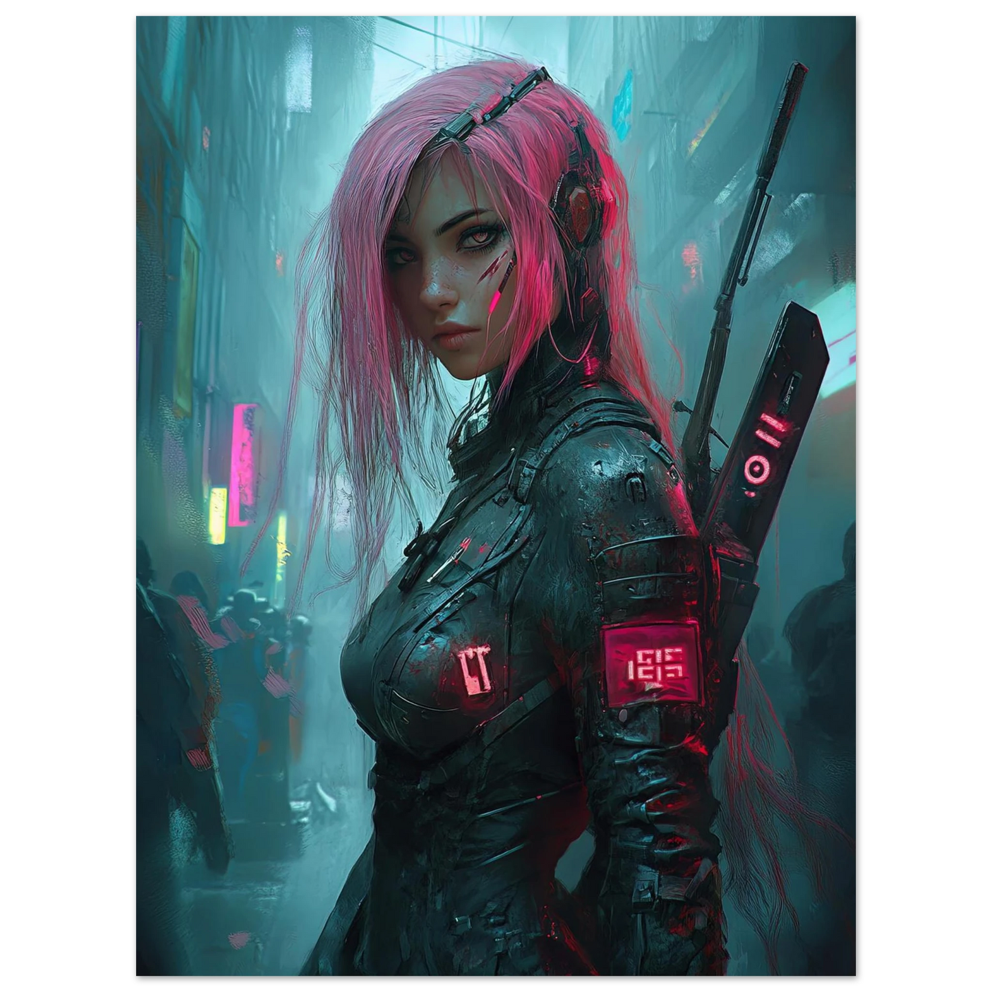 🧬Affiche Murale  CYBERPUNK WAR GIRL 15☢️ - Aura Studio Déco
