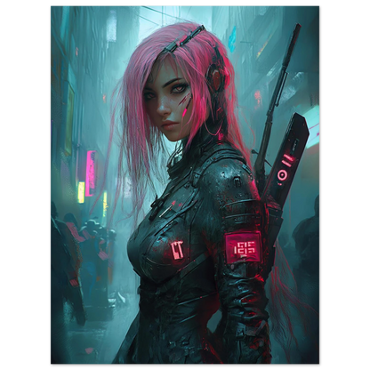 🧬Affiche Murale  CYBERPUNK WAR GIRL 15☢️ - Aura Studio Déco
