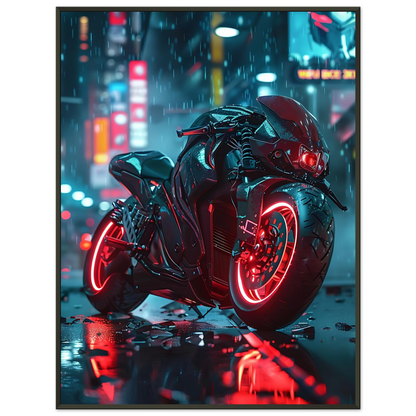 🏍️🏁🔧 Moto Cyberpunk Série futuriste #️⃣5  - (Affiche encadrée métal) - Aura Studio Déco