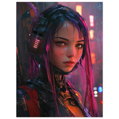 🧬Estampe d 'Art Affiche Cyber Girl Hors-série # 9 – Art Mural Cyberpunk - Aura Studio Déco