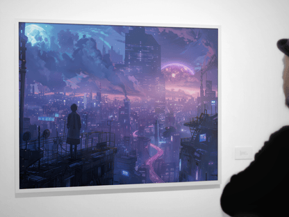 🐉🇯🇵✨ Affiche encadrée métal CLI-FI Anime Concept – Neon District - Aura Studio Déco