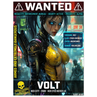 ☣️🧬 Série limitée Art Cyberpunk - Poster Cybergirl Volt - Aura Studio Déco