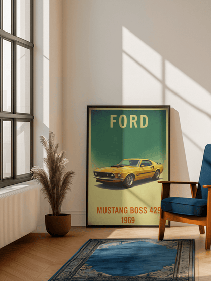 🏎️🏁Affiche Automobile Art' Legend 1969 Encadrée - Aura Studio Déco