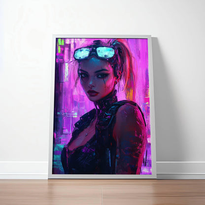 🧬Estampe d 'Art Affiche Cyber Girl Hors-série # 7– Art Mural Cyberpunk - Aura Studio Déco